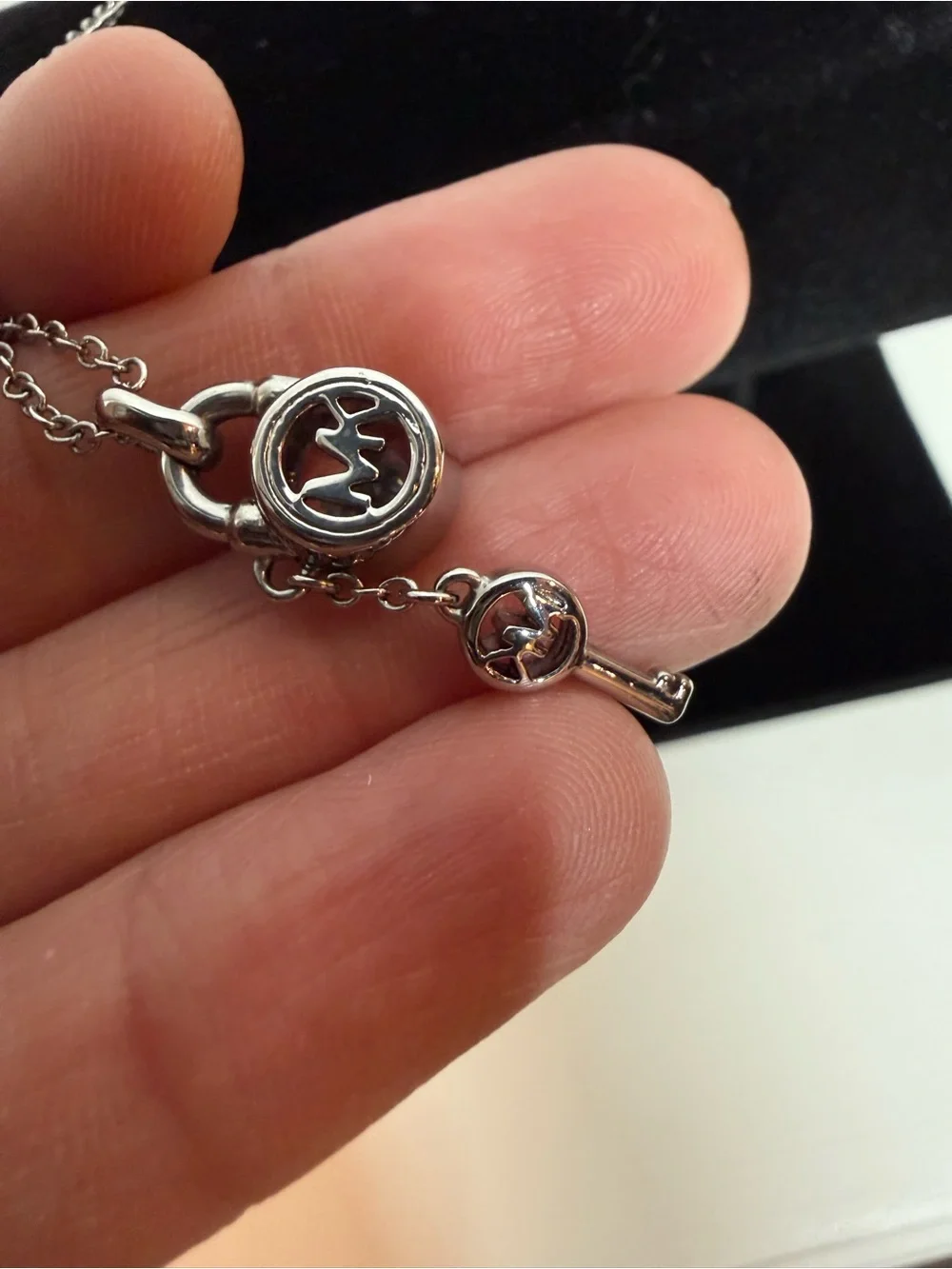 Michael Kors silver  Padlock & Key Pendant Necklace